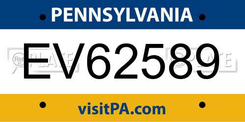 EV62589 Pennsylvania License Plate