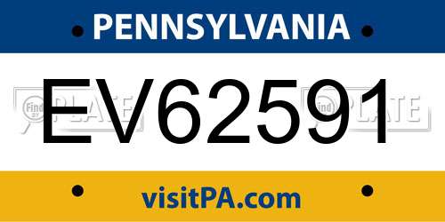 EV62591 Pennsylvania License Plate