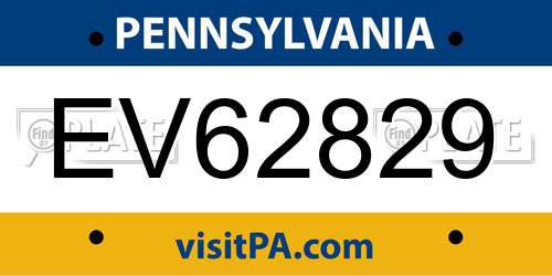 EV62829 Pennsylvania License Plate