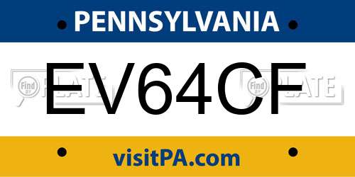 EV64CF Pennsylvania License Plate