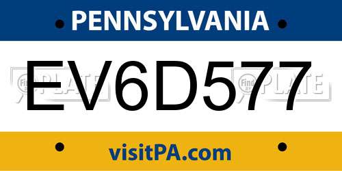 EV6D577 Pennsylvania License Plate