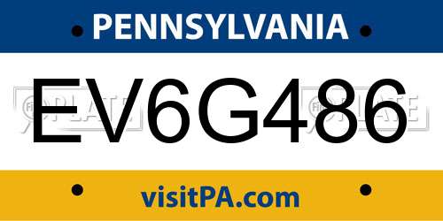 EV6G486 Pennsylvania License Plate