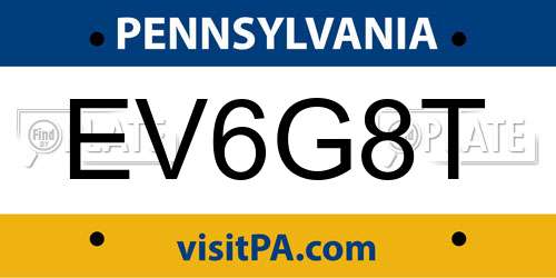 EV6G8T Pennsylvania License Plate