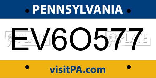 EV6O577 Pennsylvania License Plate
