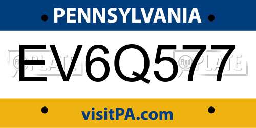 EV6Q577 Pennsylvania License Plate