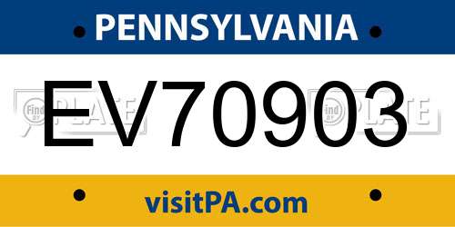 EV70903 Pennsylvania License Plate
