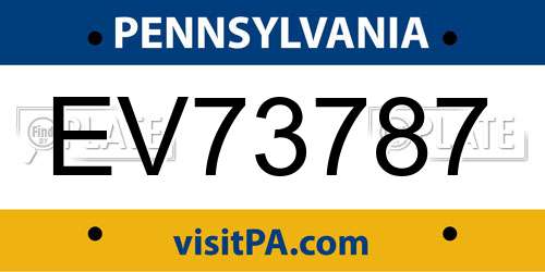 EV73787 Pennsylvania License Plate