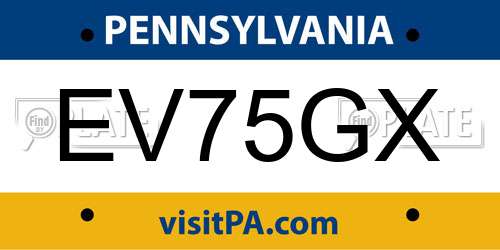 EV75GX Pennsylvania License Plate