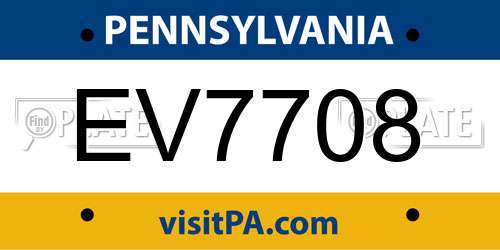 EV7708 Pennsylvania License Plate