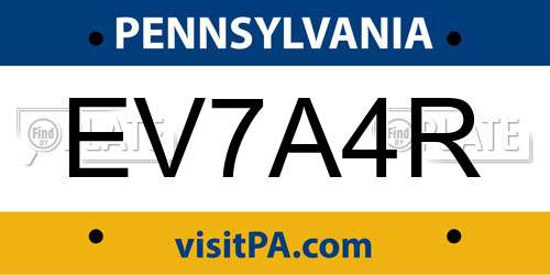 EV7A4R Pennsylvania License Plate