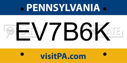 EV7B6K Pennsylvania License Plate