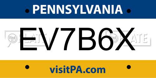 EV7B6X Pennsylvania License Plate