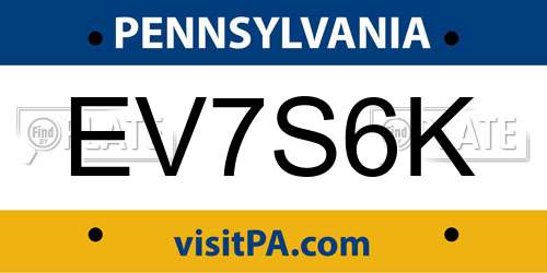 EV7S6K Pennsylvania License Plate