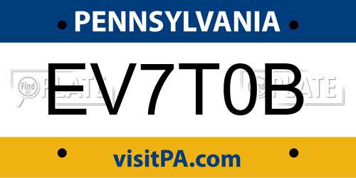 EV7T0B Pennsylvania License Plate