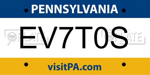 EV7T0S Pennsylvania License Plate