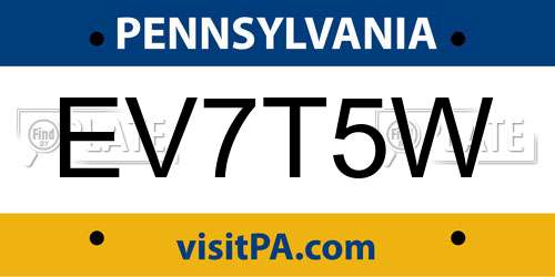 EV7T5W Pennsylvania License Plate