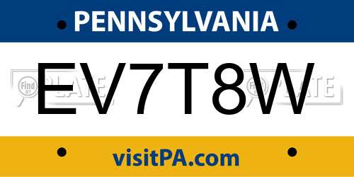 EV7T8W Pennsylvania License Plate