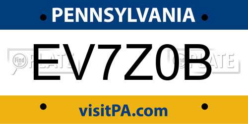 EV7Z0B Pennsylvania License Plate