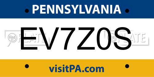 EV7Z0S Pennsylvania License Plate