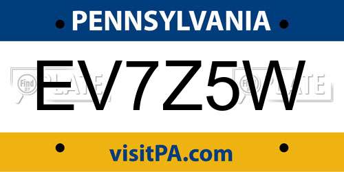 EV7Z5W Pennsylvania License Plate