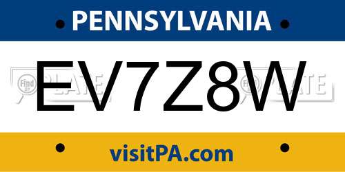 EV7Z8W Pennsylvania License Plate