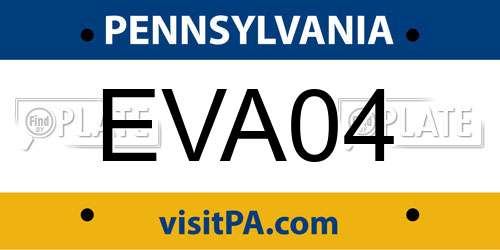 EVA04 Pennsylvania License Plate