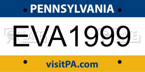 EVA1999 Pennsylvania License Plate