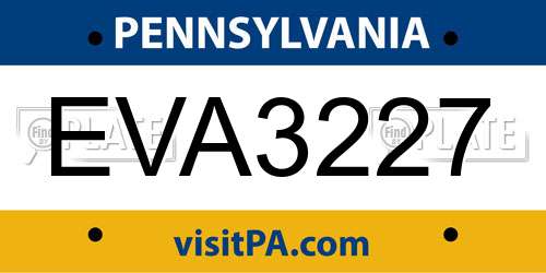 EVA3227 Pennsylvania License Plate