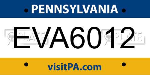 EVA6012 Pennsylvania License Plate