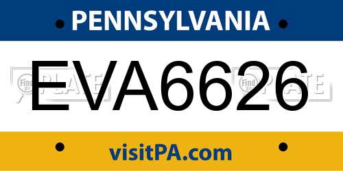 EVA6626 Pennsylvania License Plate