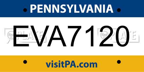 EVA7120 Pennsylvania License Plate