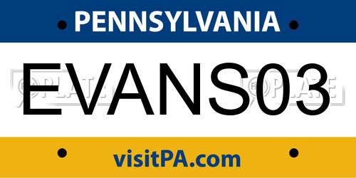 EVANS03 Pennsylvania License Plate