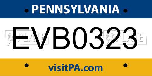 EVB0323 Pennsylvania License Plate