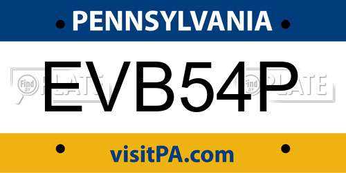 EVB54P Pennsylvania License Plate