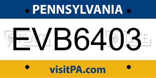EVB6403 Pennsylvania License Plate