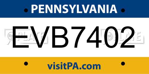 EVB7402 Pennsylvania License Plate