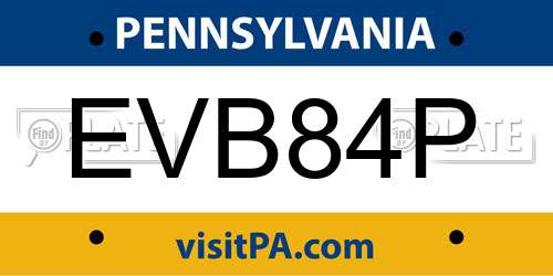 EVB84P Pennsylvania License Plate