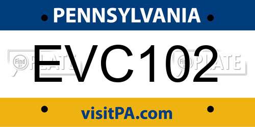 EVC102 Pennsylvania License Plate