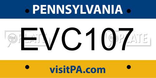 EVC107 Pennsylvania License Plate