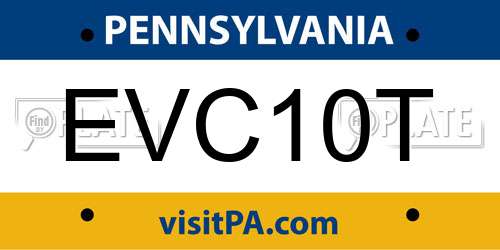 EVC10T Pennsylvania License Plate