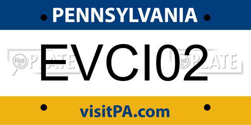 EVCI02 Pennsylvania License Plate