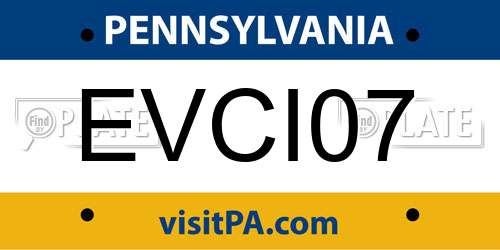 EVCI07 Pennsylvania License Plate