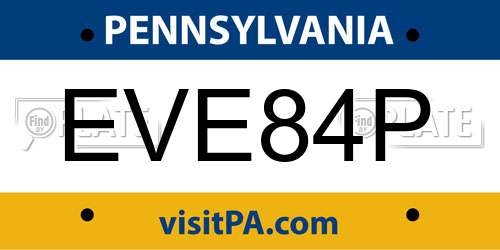 EVE84P Pennsylvania License Plate