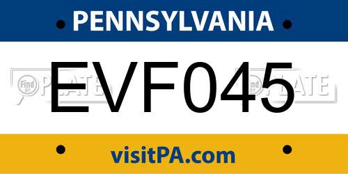 EVF045 Pennsylvania License Plate