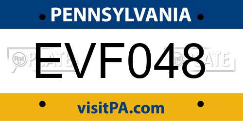 EVF048 Pennsylvania License Plate