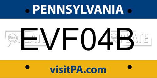 EVF04B Pennsylvania License Plate