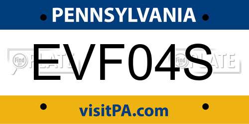 EVF04S Pennsylvania License Plate