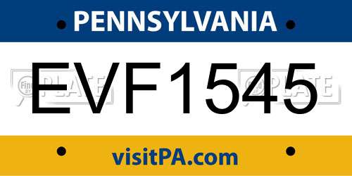 EVF1545 Pennsylvania License Plate