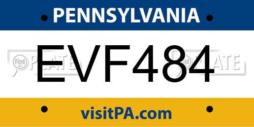 EVF484 Pennsylvania License Plate