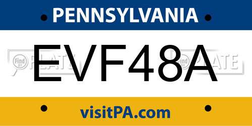 EVF48A Pennsylvania License Plate